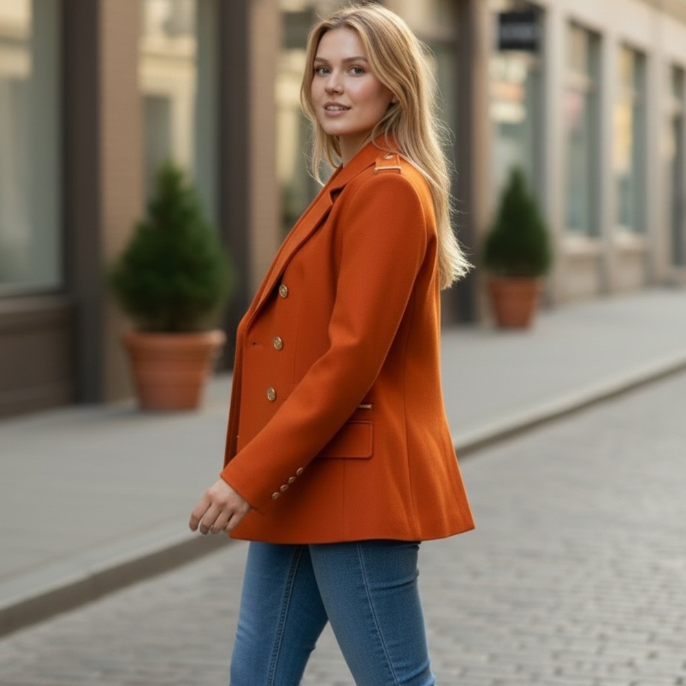 Hold Michael Kors Wool Jacket Women size XL -Terracotta with Gold Buttons